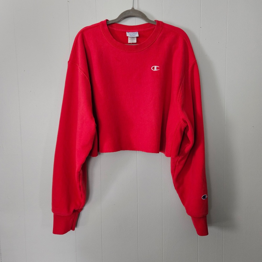Champion Reverse Weave Sweatshirt Women Cropped Pullover 90s Retro 2XL